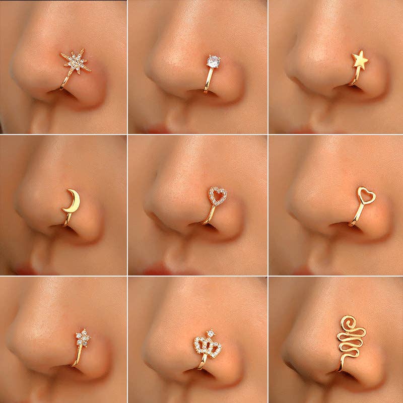 SALINA TRADING INC - Wholesale Neusring - U-vorm Ster Hart Kroon Niet-piercing Neusring40
