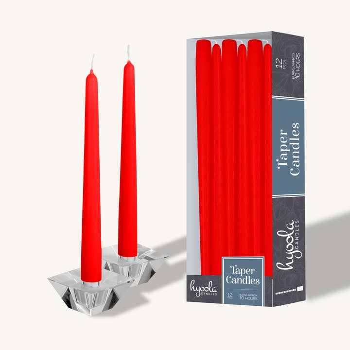 Bougies coniques rouges, 12 pouces, paquet de 12 pour la vente par Hyoola Candles