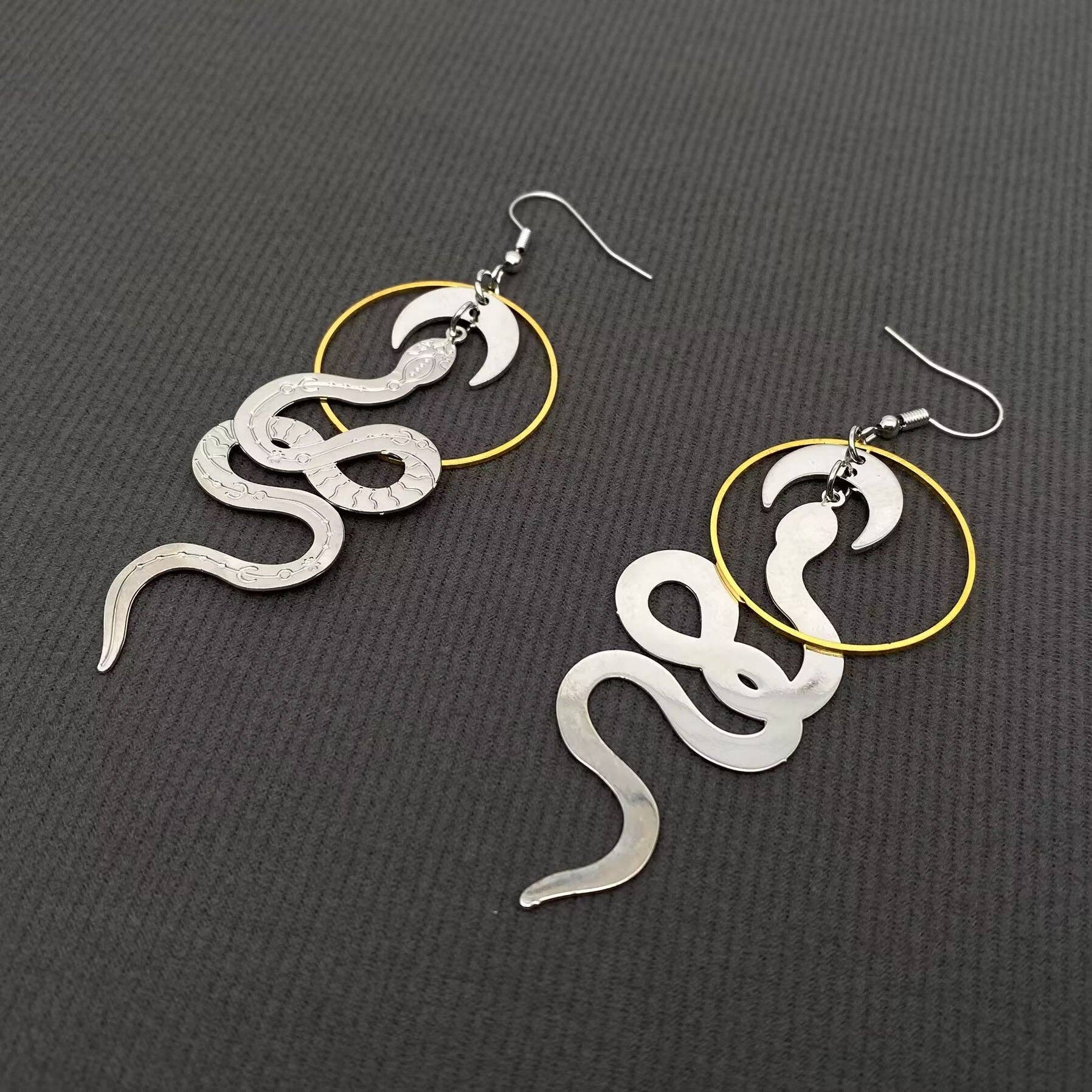 Mio Queena – Brincos de argola por atacado – Brincos Pendurados de Cobra Bicolor1