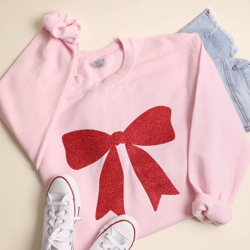 Fashion City - Wholesale Sweatshirt - Unisex - Large Glitter Ribbon Heavyweight Fleece Sweatshirt4