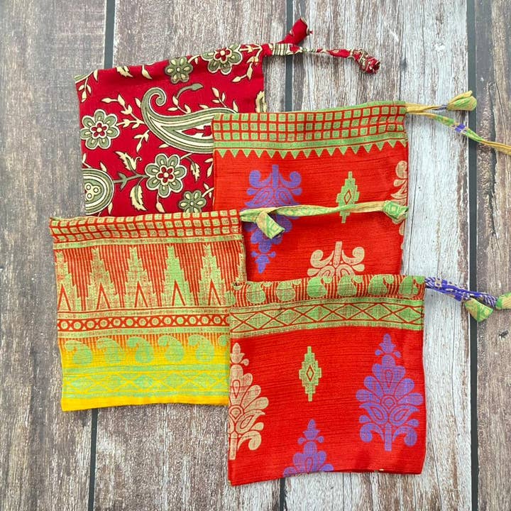 House of Kraft - Wholesale Gift Bag Set/Pack - Gift Pouches | Upcycled Silk Pouch | Pack Silk Gift Pouch1