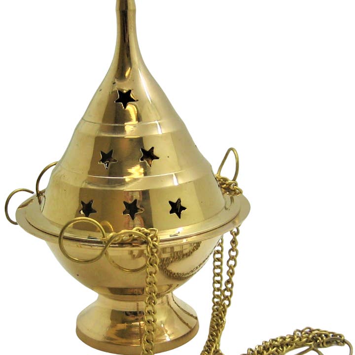 Hanging Brass Censer or Charcoal Burner - Small - 4.5" Tall for wholesale by Ritual Scent