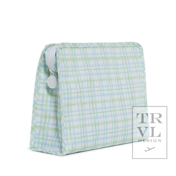 TRVL Design - Wholesale Pouch - Women's - Roadie Large - Classic Plaid Green Zip Pouch1