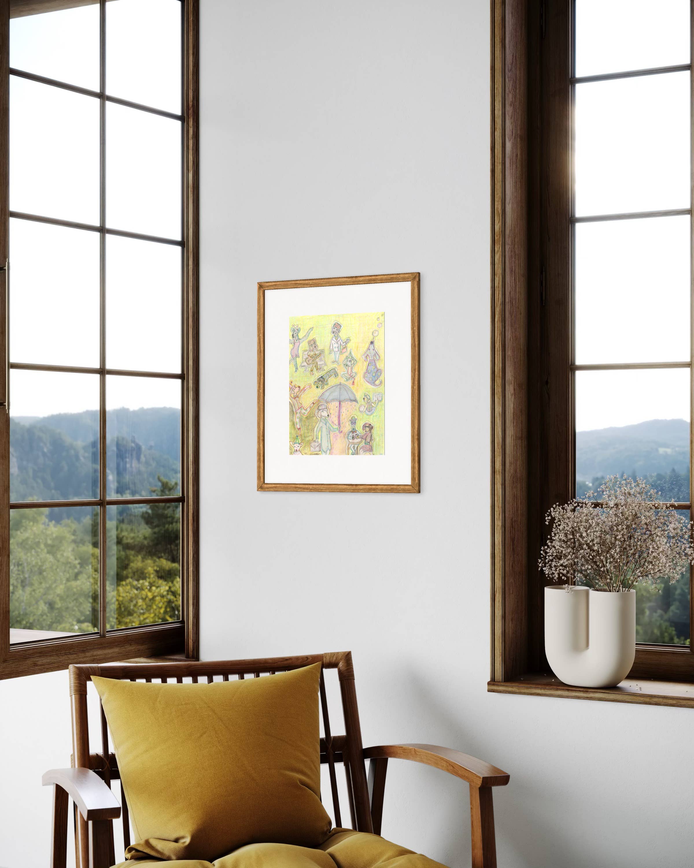 Bernie Street Studios - Wholesale Art Print - Dog Park Dreams and Dances whimsical illustrated art print 2