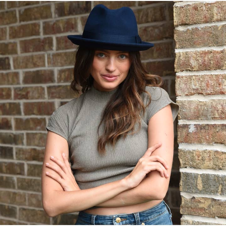 American Hat Makers - Wholesale Fedora - Unisex - Crushable Wool Felt Pinch Front Hat - Style Pablo