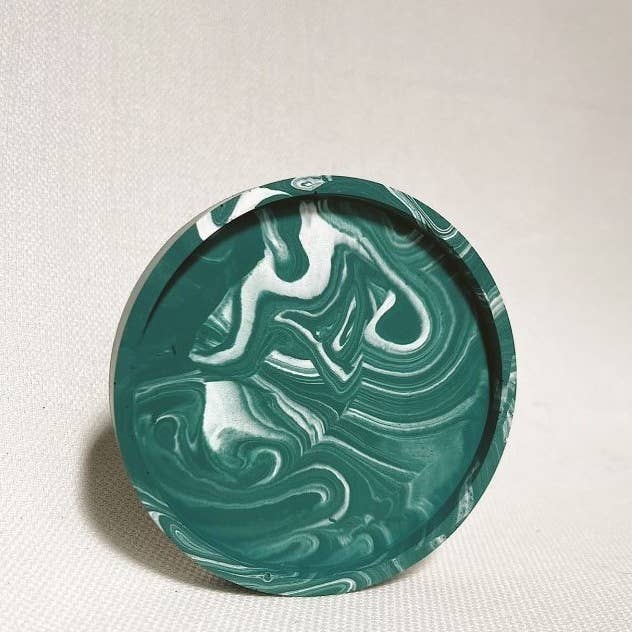 Green marble style decorative plate for wholesale by Costa Candles