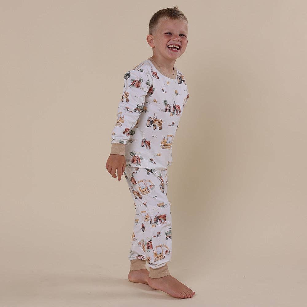 Snuggle Hunny – wholesale Sleepwear set – Kids – Diggers & Tractors Organic Kids Long Sleeve PJ Set8