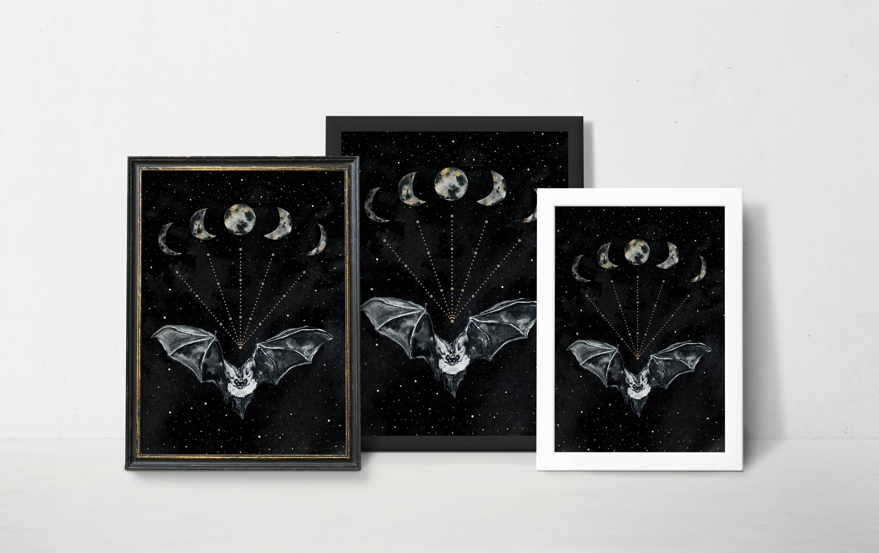 The Flow Design - Vente Affiche d'art - Affiche Chauve-souris et Phases de la Lune - Illustration ésotérique murale3