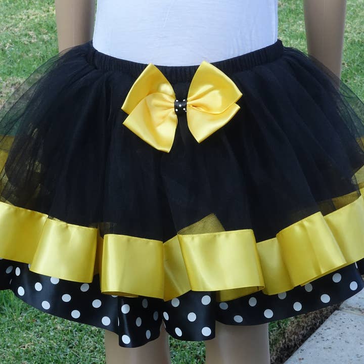 Wenchoice - Wholesale Tutu - Kids - Black Yellow Bumble Bee Polka dot Ribbon Tutu Skirt1
