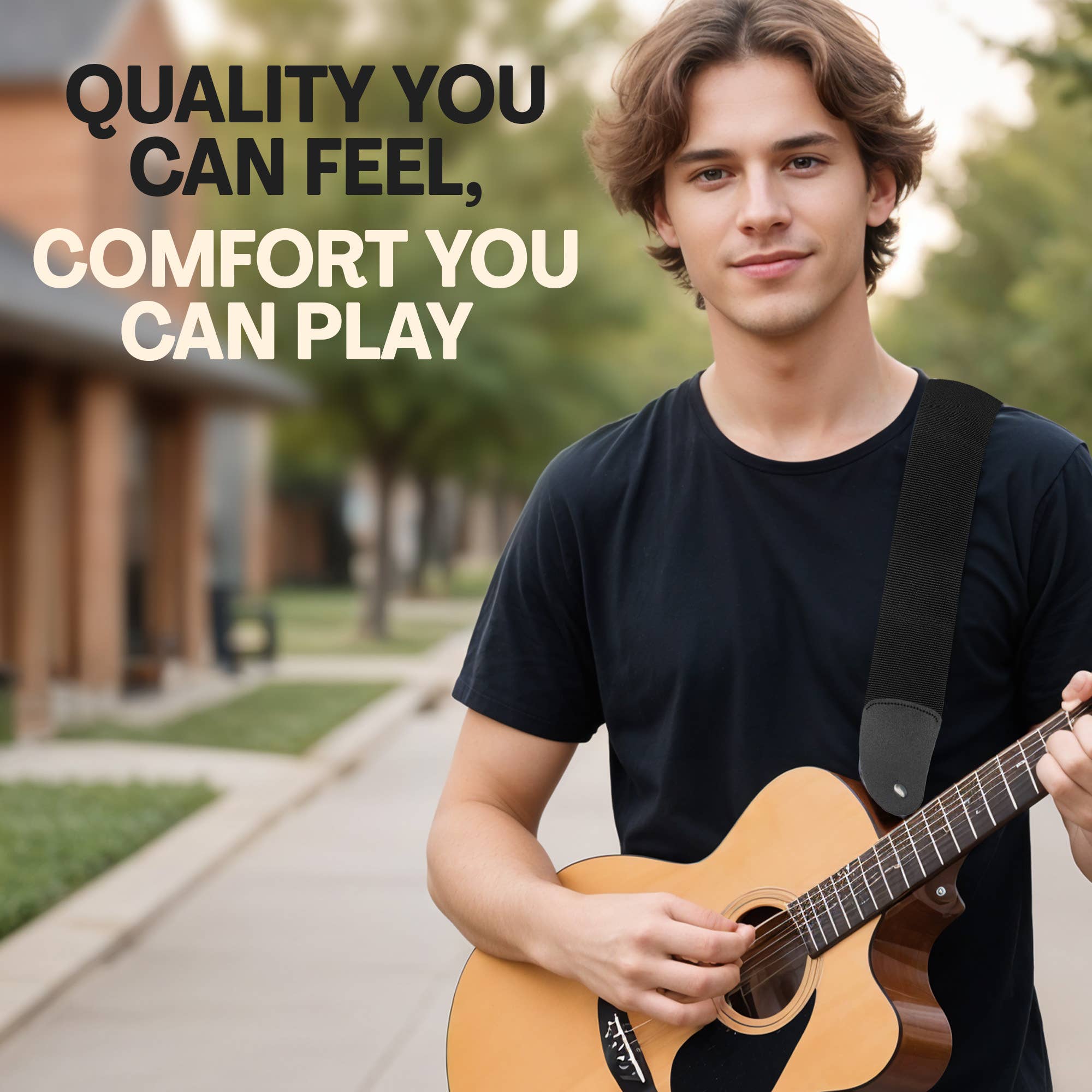 Gradzo - Wholesale Guitar strap – Unisex - Personalized 3" Black Guitar Strap4