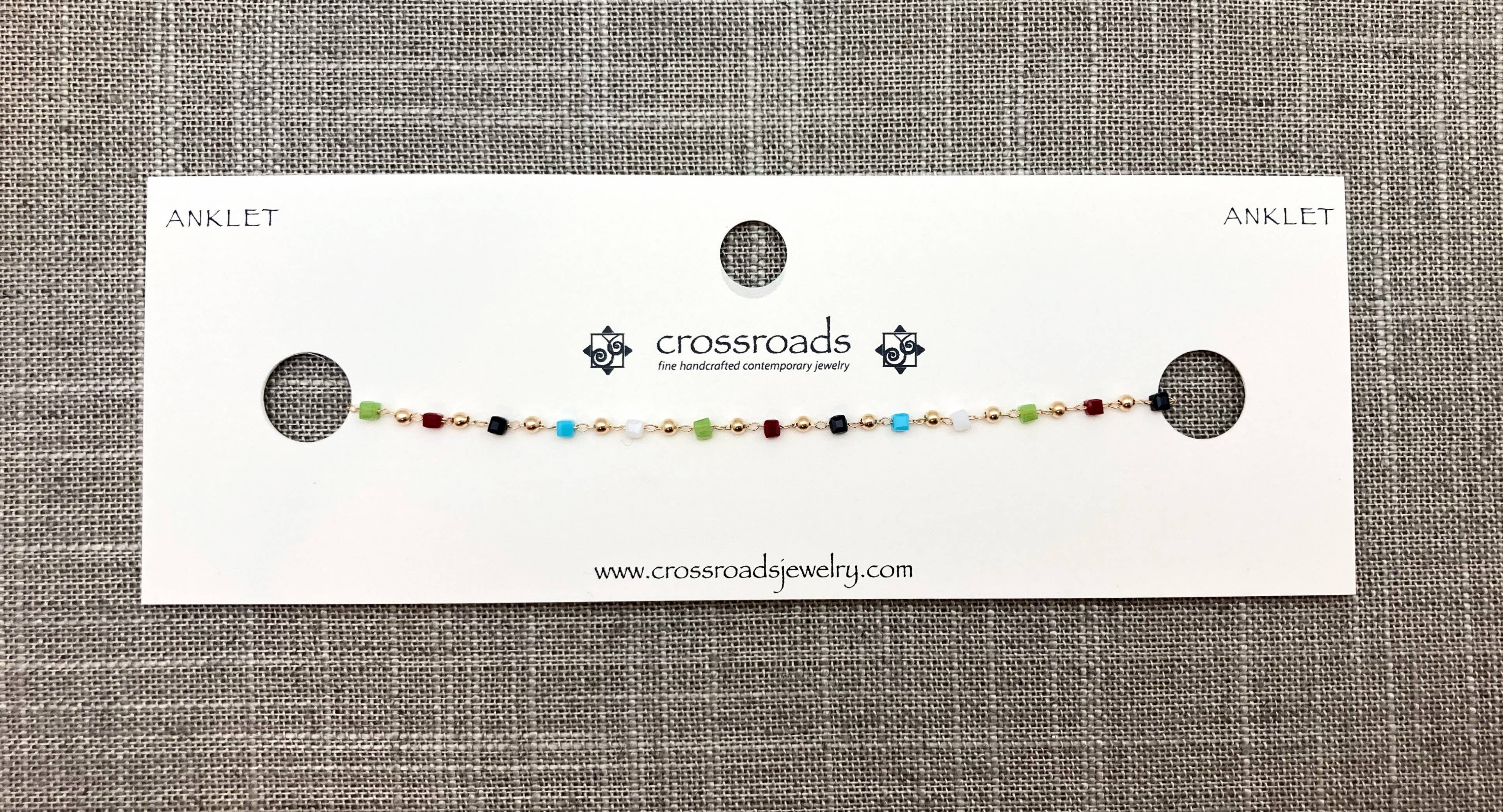 Crossroads Accessories Inc - Vendita all'ingrosso Cavigliere - Cavigliera Multicolore Regolabile con Perline Cubiche Sfaccettate0