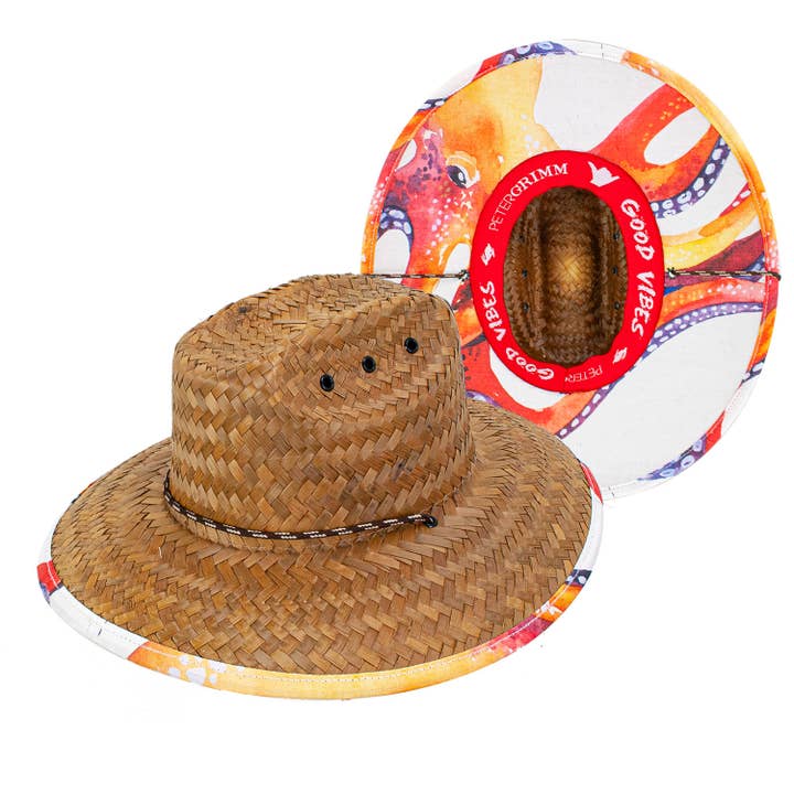 Octopus Junior Straw Lifeguard Hat for wholesale by Peter Grimm