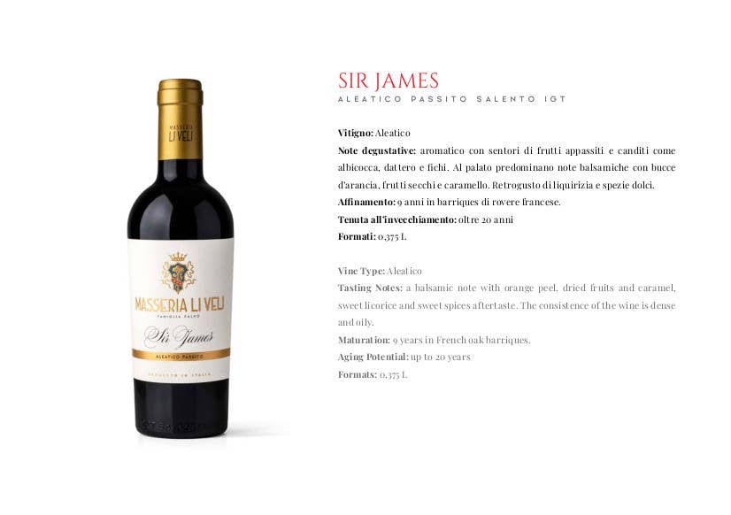 Metina SAS - Wholesale White Wine - Sir James Aleatico Passito Salento IGT Masseria Li Veli  2