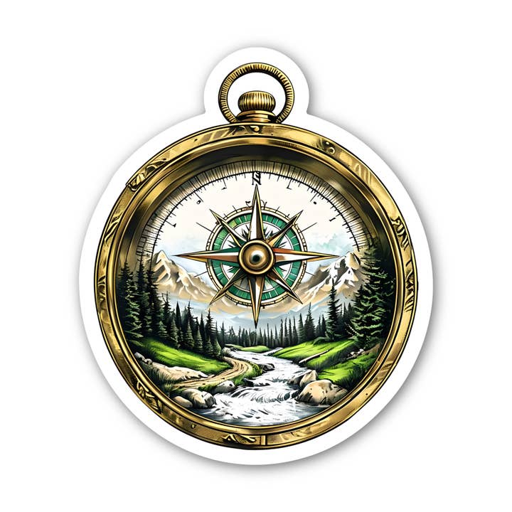 River Compass Sticker | Outdoor Decal | Durable Vinyl for wholesale by PiggyPrintStickers