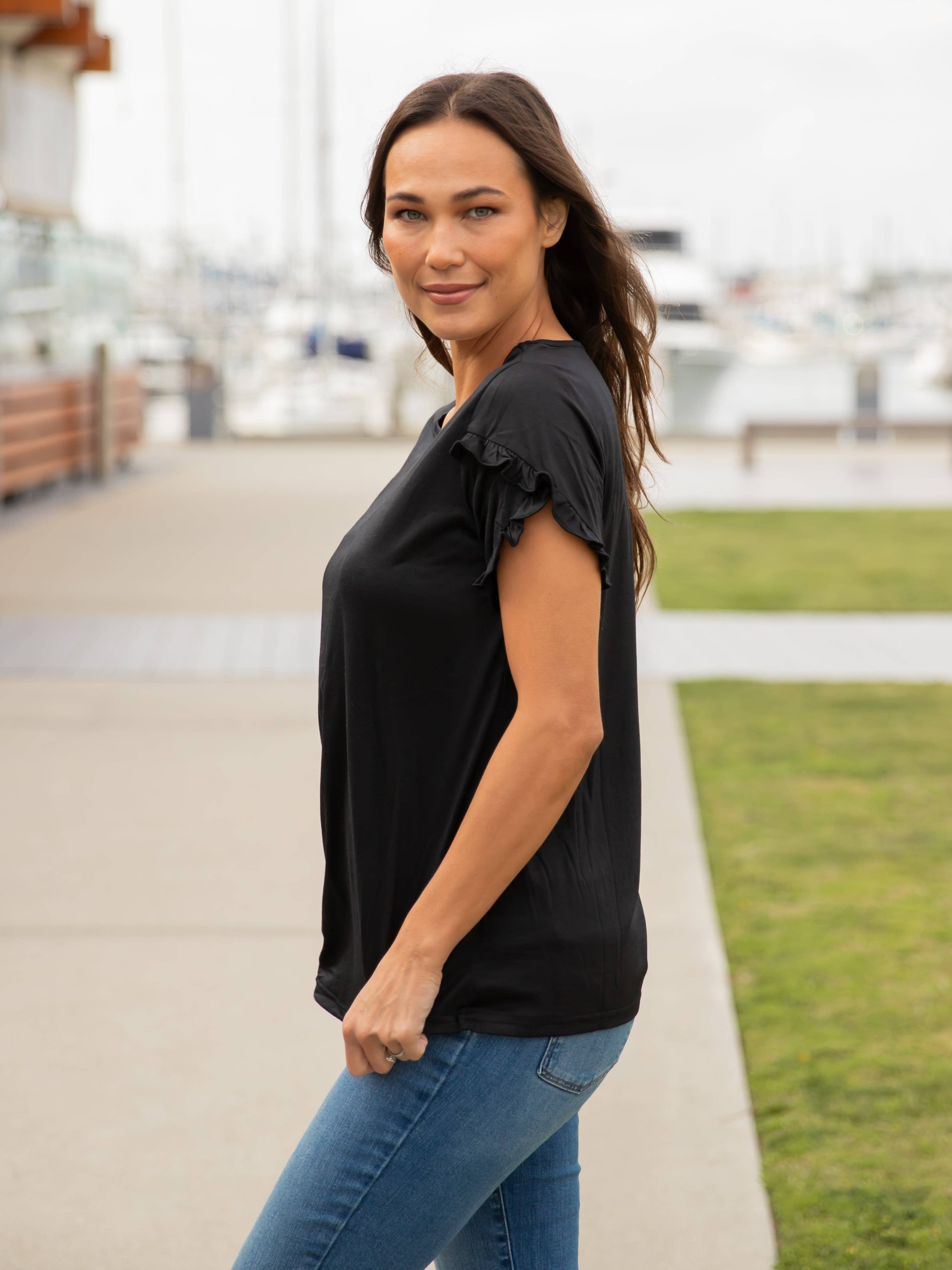 Tickled Teal - Vente Chemisier – femme - Haut à manches courtes à volants7