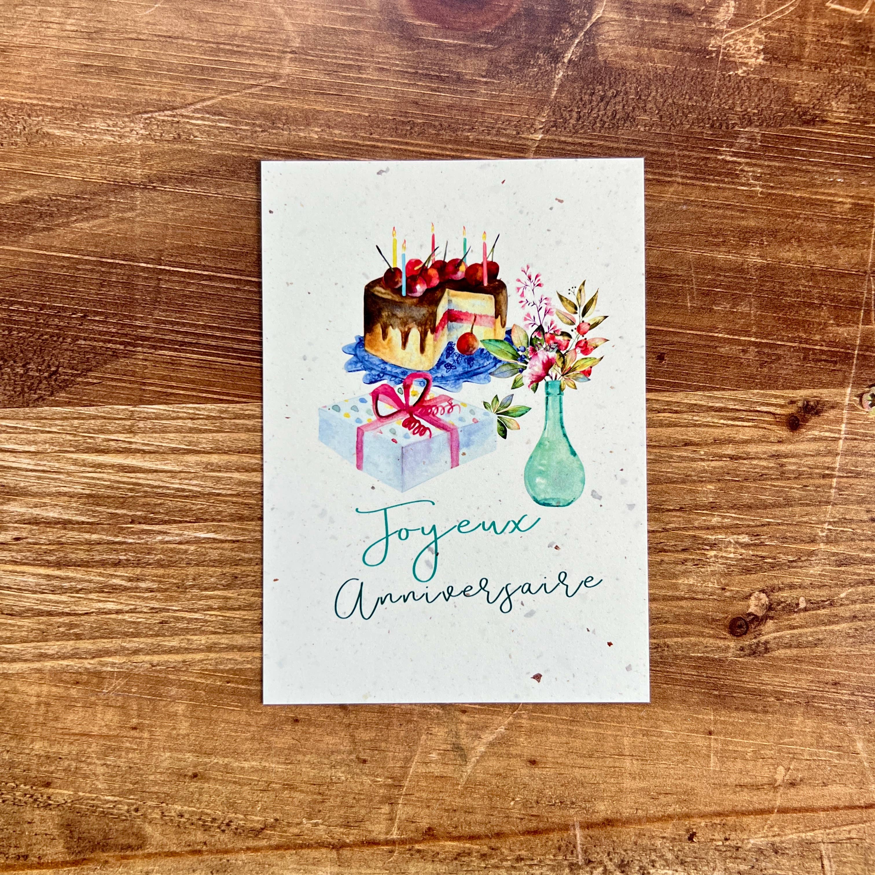 Les cartes de Lulu – wholesale Birthday card – A6 postcard happy birthday illustrated in watercolor0