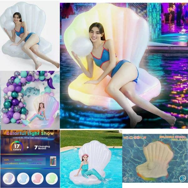 St. Louis Wholesale LLC - Wholesale Inflatables - The Seashell Float- Full Adult Size LED Inflatable Sea-Shell