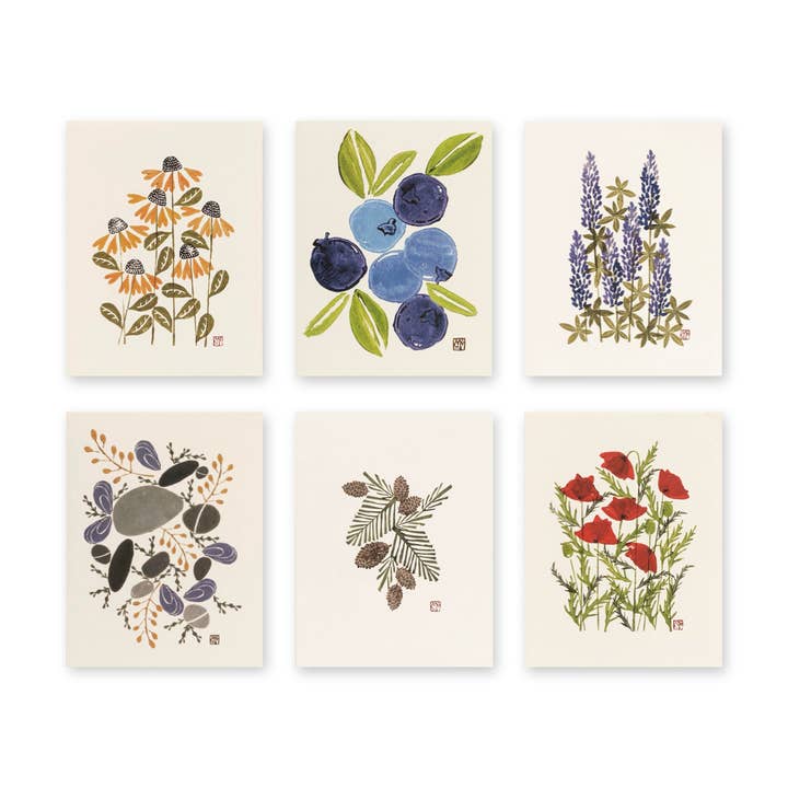 Note Cards | Pack of 6 Assorted - New England Coastal for wholesale by PRETTY FLOURS