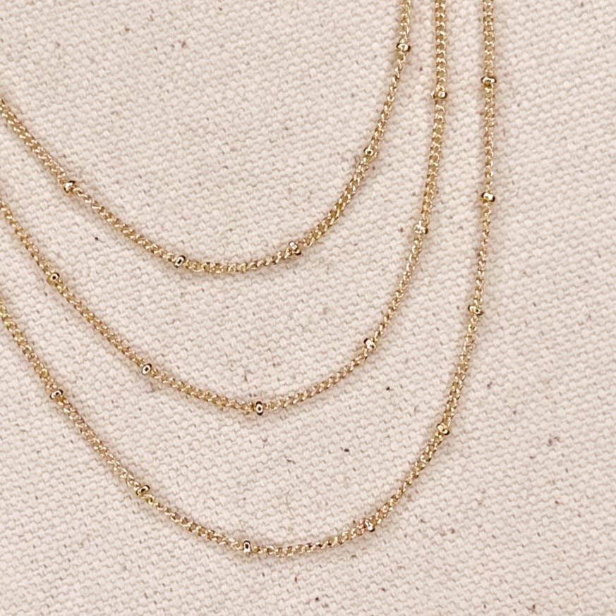 GoldFi - Wholesale Link & Chain Necklace - 18k Gold Filled 1mm Satellite Chain Available in 16", 18", 20