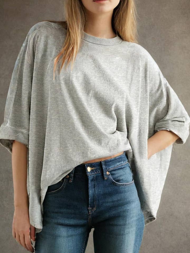 HIDDENBRAND - Wholesale T-Shirt - Women's - Casual Oversized Bat-Sleeved T-Shirt0