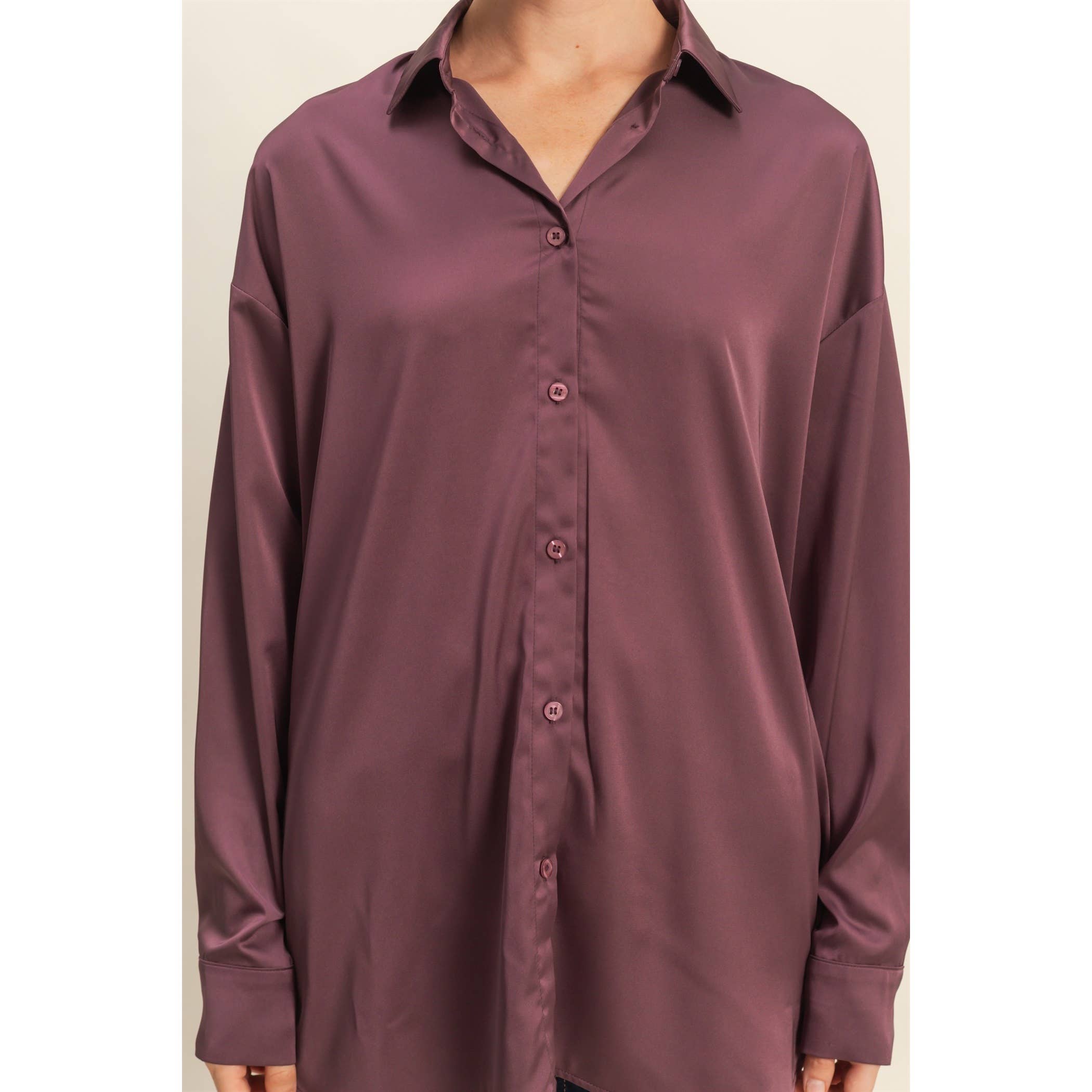 HYFVE - Venta al por mayor Blusa - Mujer - Camisa de satén de manga larga y corte holgado22