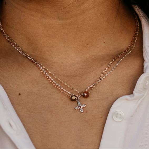 Root & Feather - Wholesale Pendant/Charm Necklace - Zia Mixed Metal Necklace
