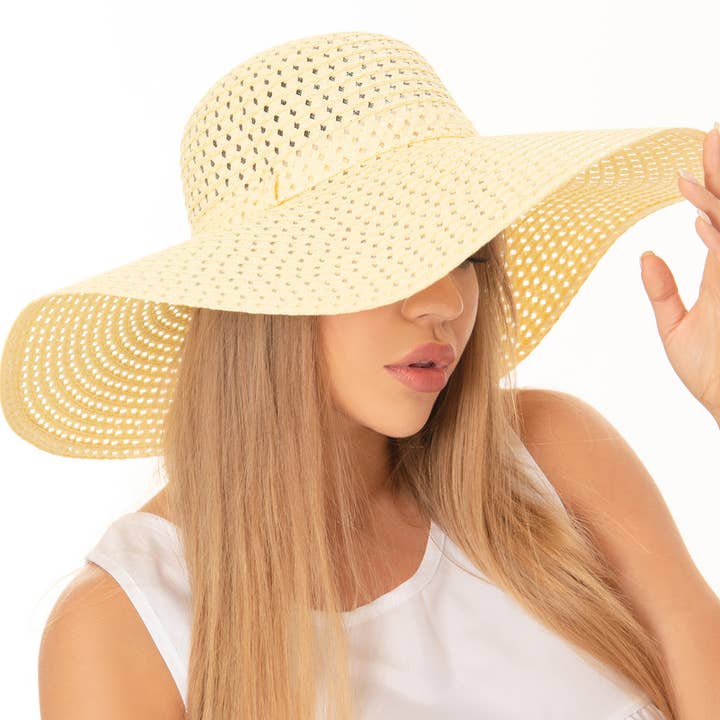 anbfashion – wholesale Stråhatt – Dam – KLIPP UT MONOKROM BAND BRED RAND DISKETT HALM SOLHATT2