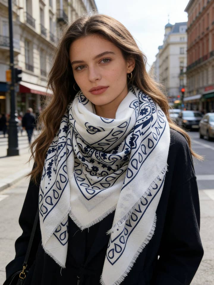 46735-K14 Foulard grand carré motif bandana pour la vente par LINETA