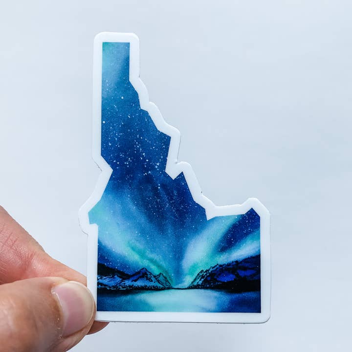 Idaho Northern Lights State Sticker for wholesale by Wildflower Paper Company