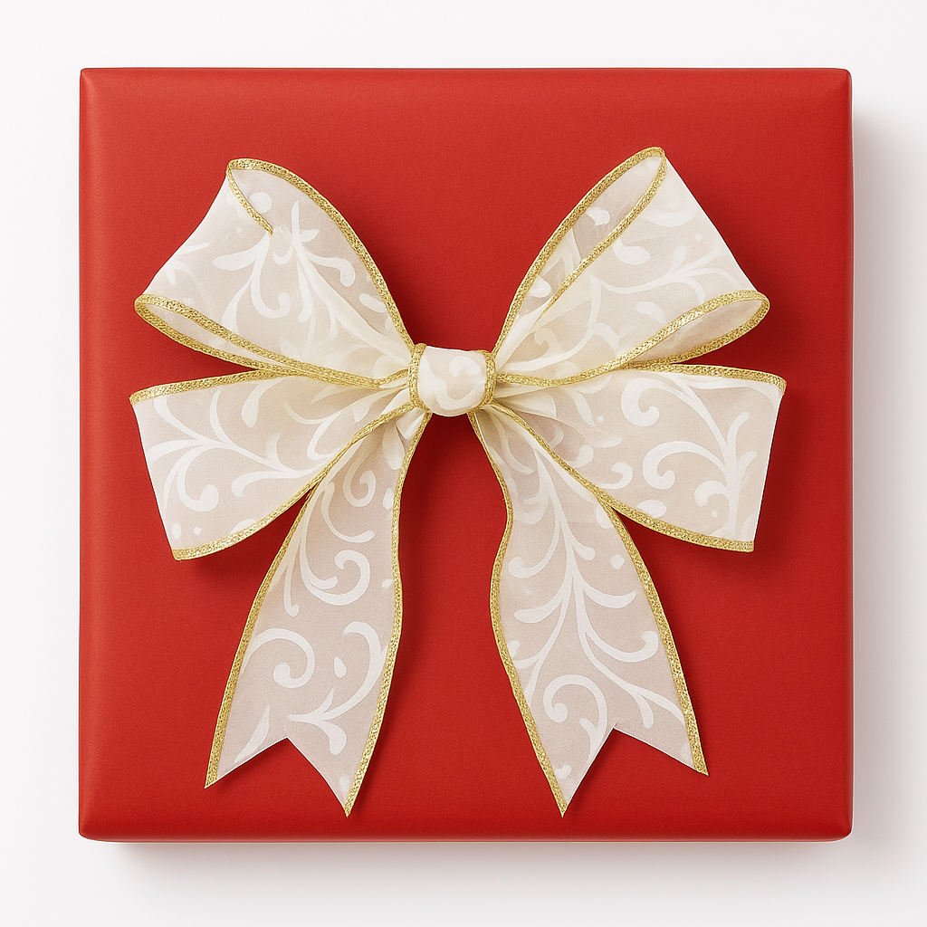 Factory Direct Craft - Vente Ruban – emballage cadeau - Bobine de ruban à bordure dorée avec tourbillon blanc (10 yds x 1-1/2 in)2