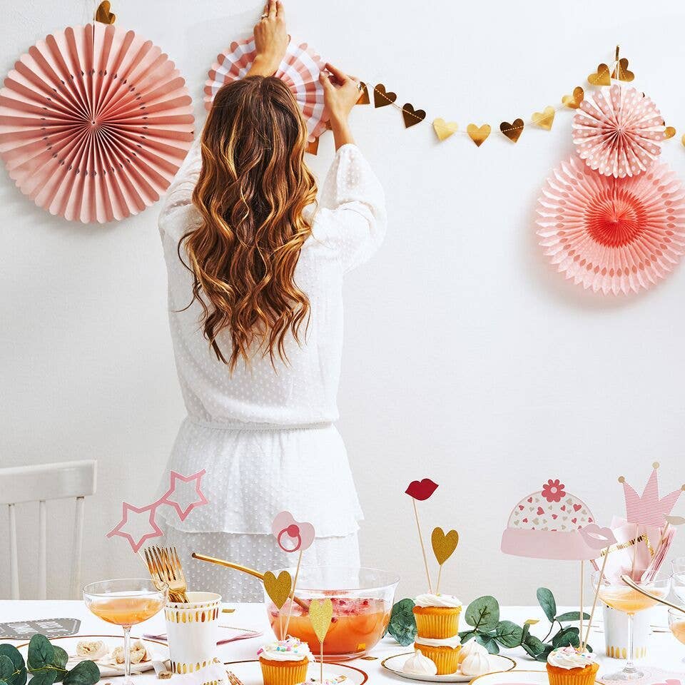 Coterie Party Supplies - Wholesale Party/Paper Folding Fan - Pale Pink Party Fans (4 per Pack)1