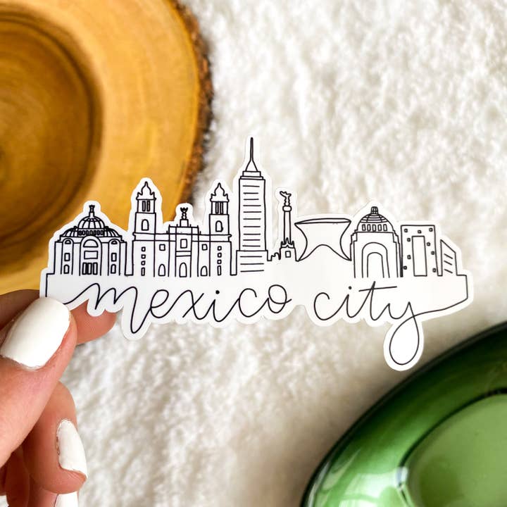Mexico City Cityscape Sticker - With Name for wholesale by Slik Art and Design