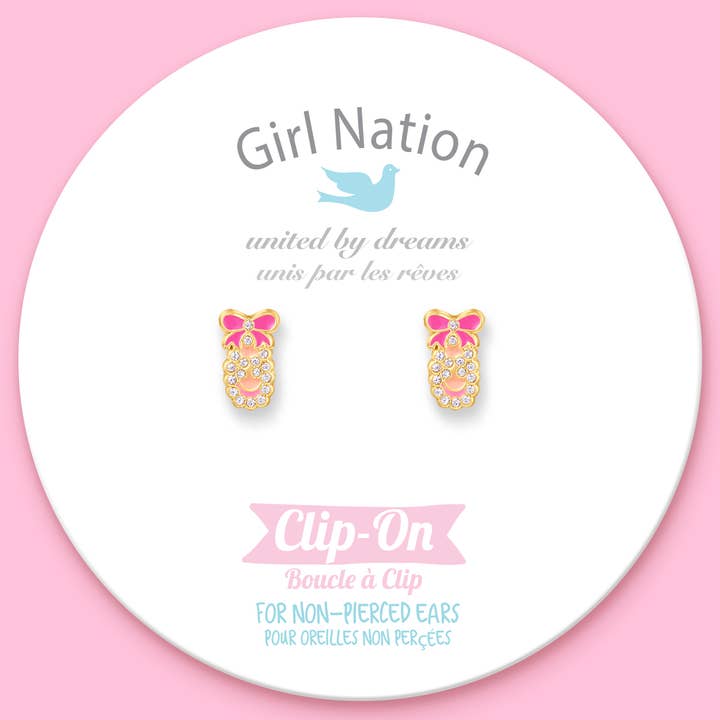 Girl Nation - Wholesale Earrings - Kids - Crystal Ballet Shoe Clip On Earrings
3