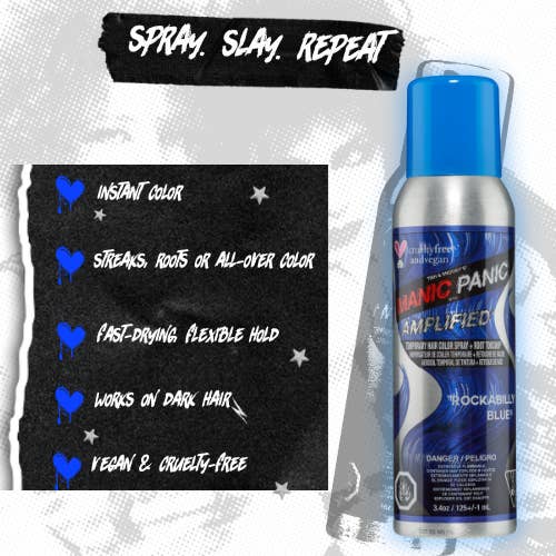Manic Panic - Wholesale Hair Dye - Rockabilly Blueâ„¢ - Amplifiedâ„¢ Temporary Spray-On Color and Root Touch-Up