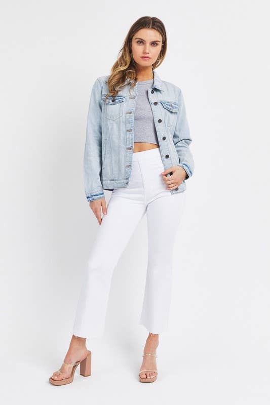 Super Light Denim 1258J-1SLTD-Oversized Button Down Classic Jean Jacket for wholesale on Faire4