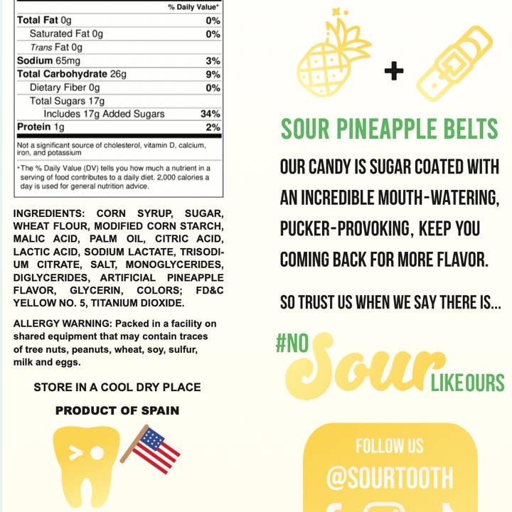 Sour Tooth - Wholesale Gummy - Sour Pineapple Belts