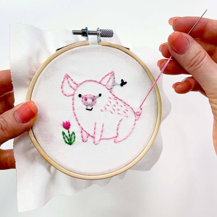 Pig 4" embroidery kit for wholesale by Penguin & Fish
