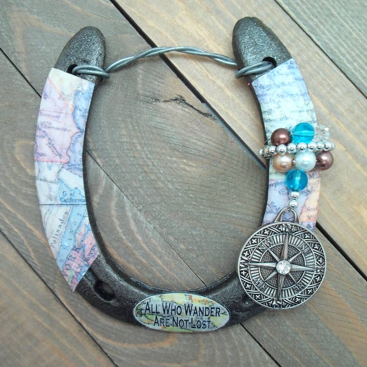 Big Lucky Western Horseshoe - All Who Wander for wholesale by The Lucky Horse Company