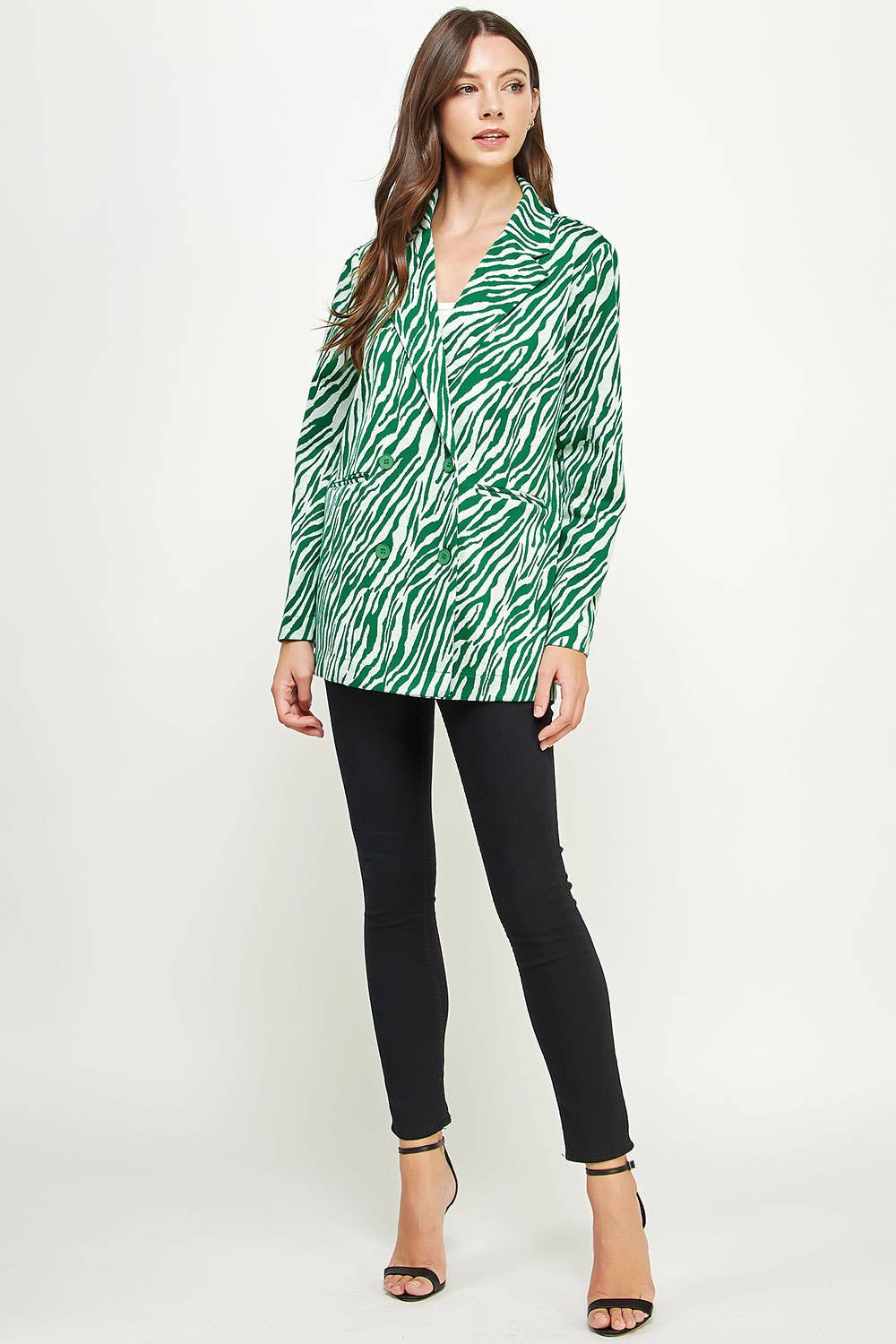 Strut & Bolt – Engroshandel Blazer - Dame – Zebra Mønster Strik Blazer17