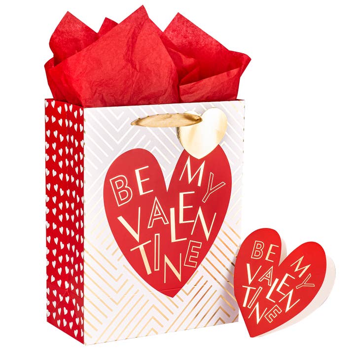 Sac Cadeau de Saint-Valentin 13" - Cœur Rouge Sois Mon Valentin pour la vente par Wrapaholic Gifts & Packing Company