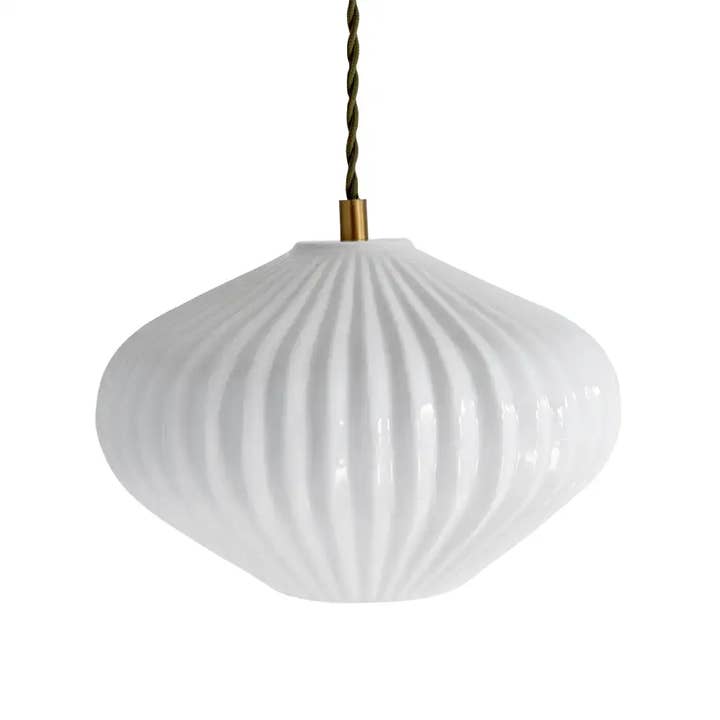 BERENICE white enamelled portable lamp braided bronze cable for wholesale by REMINISCENCE HOME