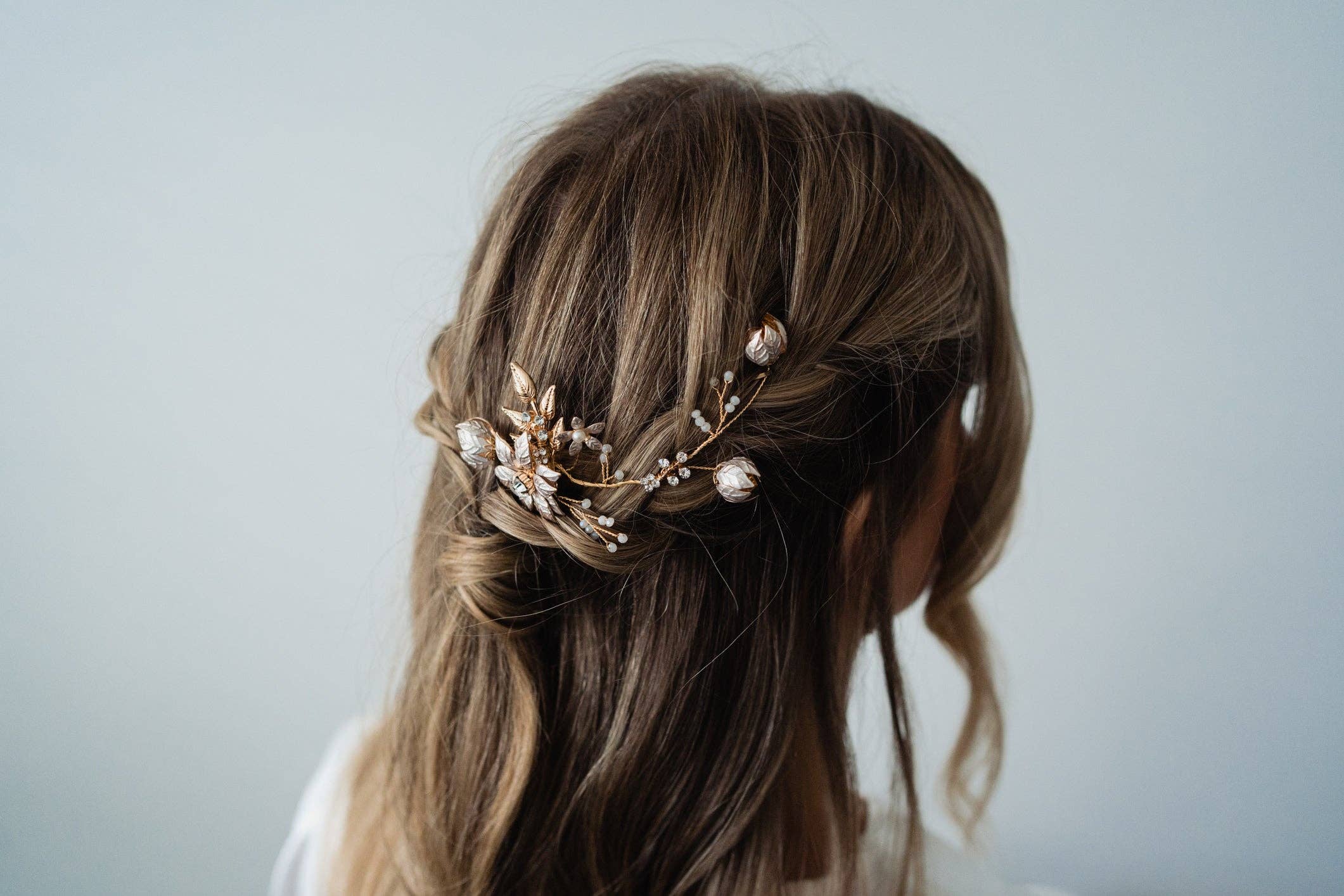 Brides and Belts - Wholesale Hair Pin - Esme Rose Gold Floral Hair Pin7