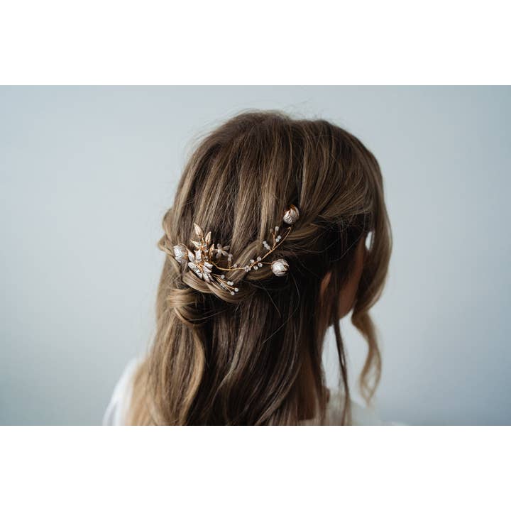 Brides and Belts - Wholesale Hair Pin - Esme Rose Gold Floral Hair Pin7
