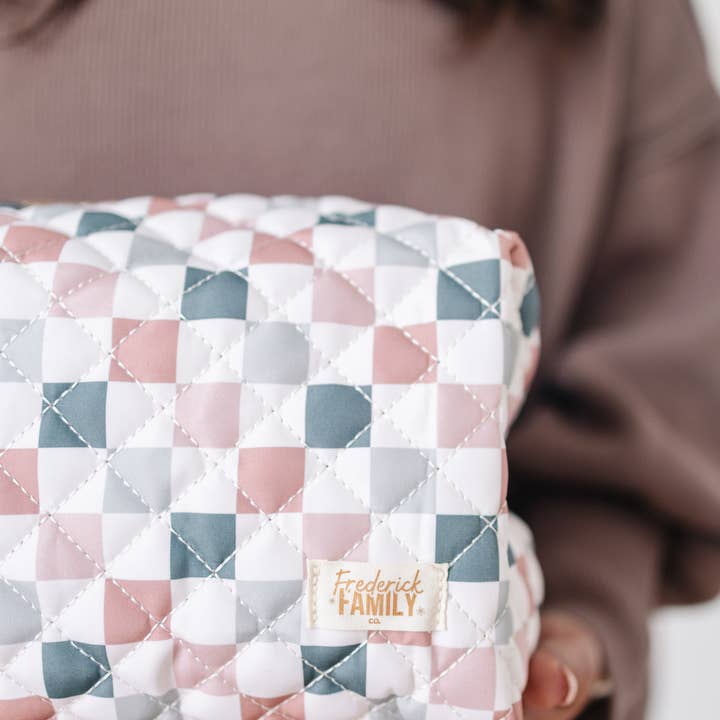 Frederick Family Co. - Wholesale Makeup/Cosmetic Bag - Quilted Carry All Pouch for Women – Large Makeup Organizer Bag, Stand Up Toiletry Case, Wide Zipper Opening, Cute Travel Pouch24