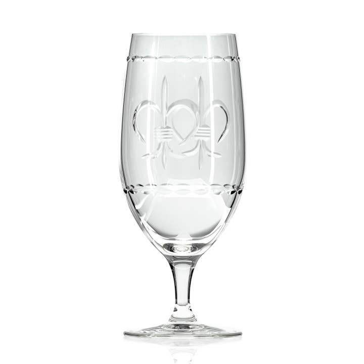 Fleur De Lis Footed Iced Tea Glass 16oz for wholesale by Rolf Glass