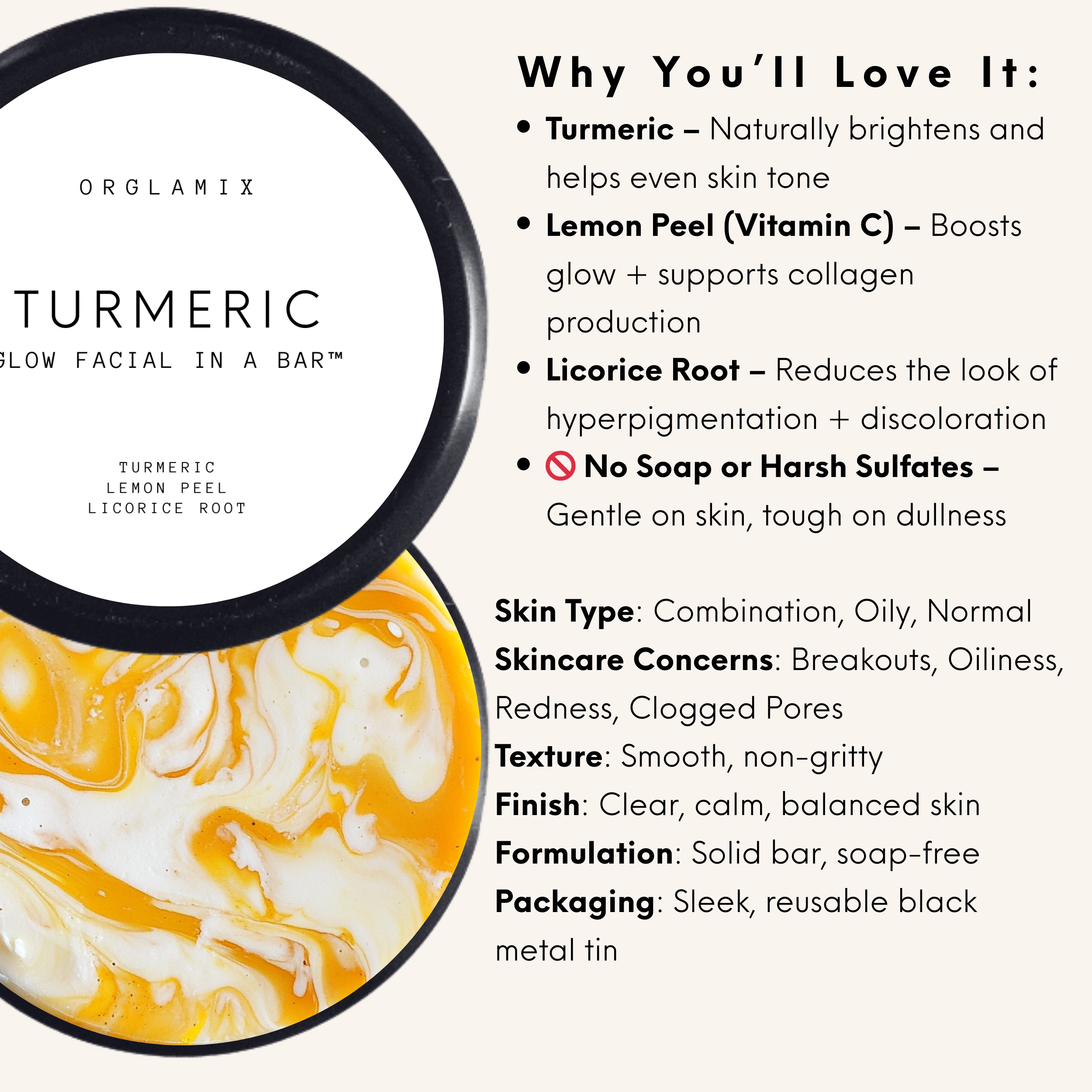 Orglamix - Wholesale Facial Cleanser - Turmeric Glow Facial in a Bar™ | Soap Free Cleanser1