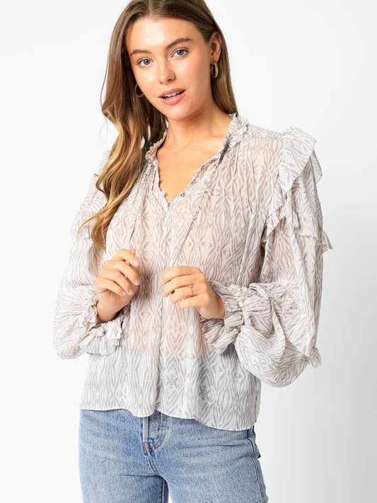 Grey Ruffle Top for wholesale by Olivaceous