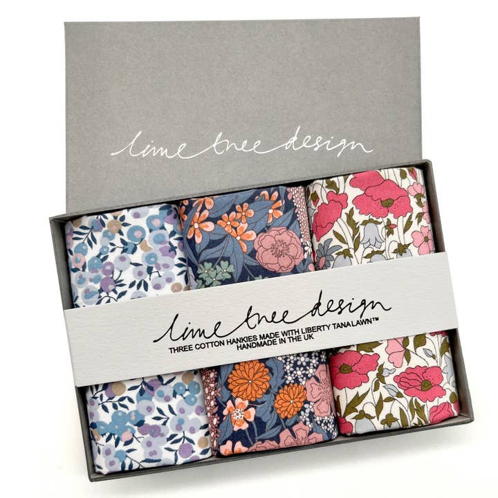 Lime Tree Design - Wholesale Handkerchief - Women's - 3 Hankies made with Liberty Fabric - Lavender Hill Mob