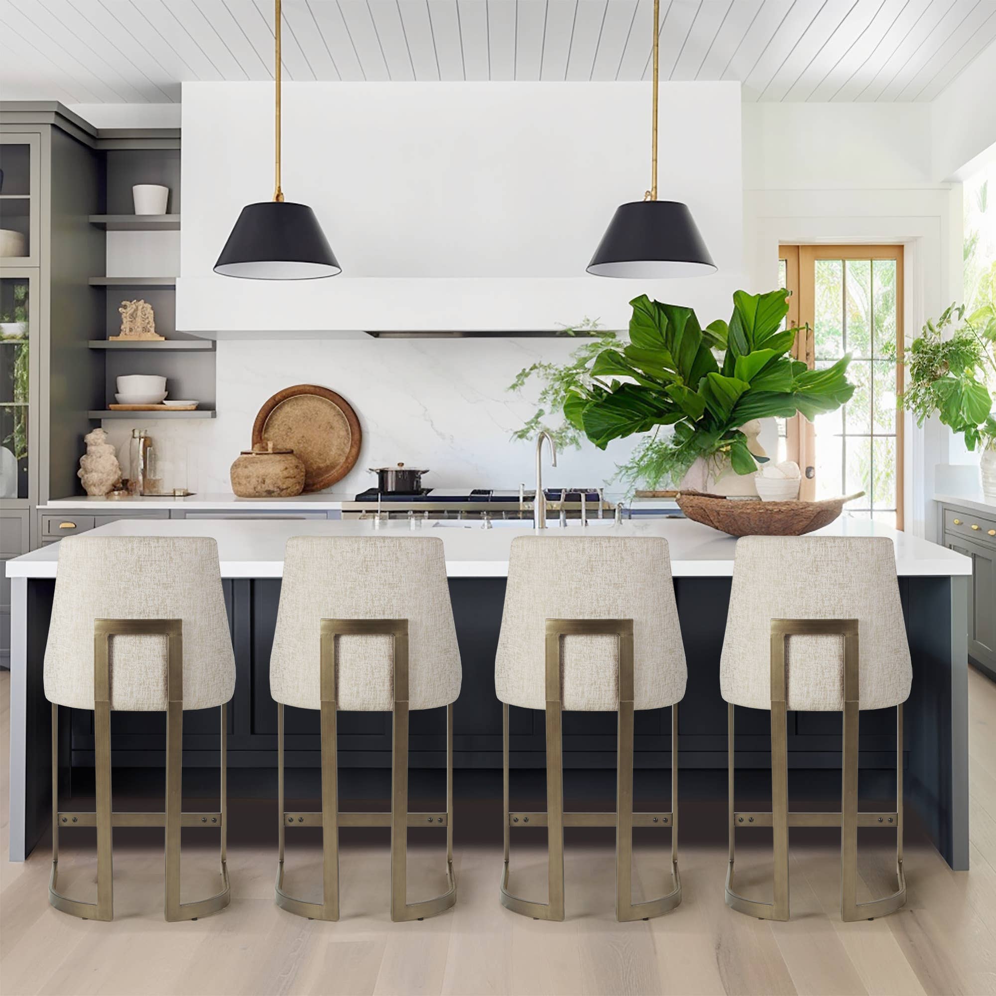 Olliix - Wholesale Stool - Rounded Back 26"H Upholstered Counter Stool Barstools, Cream1