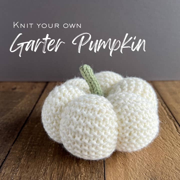 Garter White Pumpkin Knit Kit for wholesale by Cozy Craft Coven